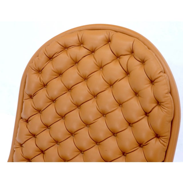 Pair of Mid 20th Century Documented Verner Panton Tan Tufted Leather 123 Lounge Chairs For Sale - Image 6 of 12