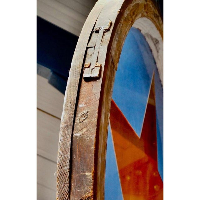 1920s Antique Painted Glass Gable End Window, 1920 For Sale - Image 5 of 9