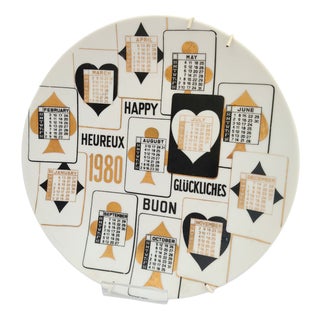 Ceramic Calendar Plate by Piero Fornasetti, 1980 For Sale