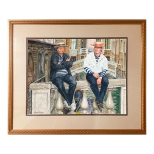"The Gondoliers", Venice, Watercolor Painting