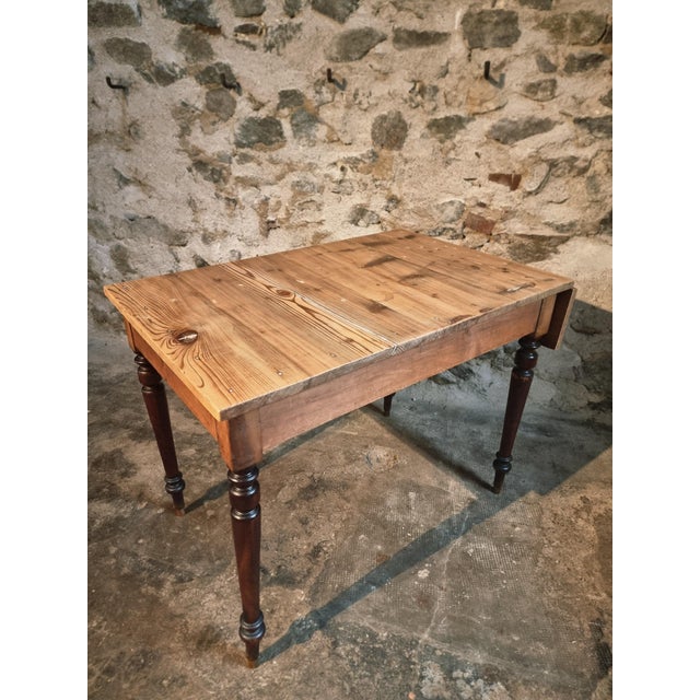 Vintage French Pine Table with Extendable Side, 1930s For Sale - Image 14 of 17