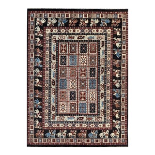 10x14 Willow Oriental Charcoal Cross Geometric Modern Handknotted Carpet Rug For Sale