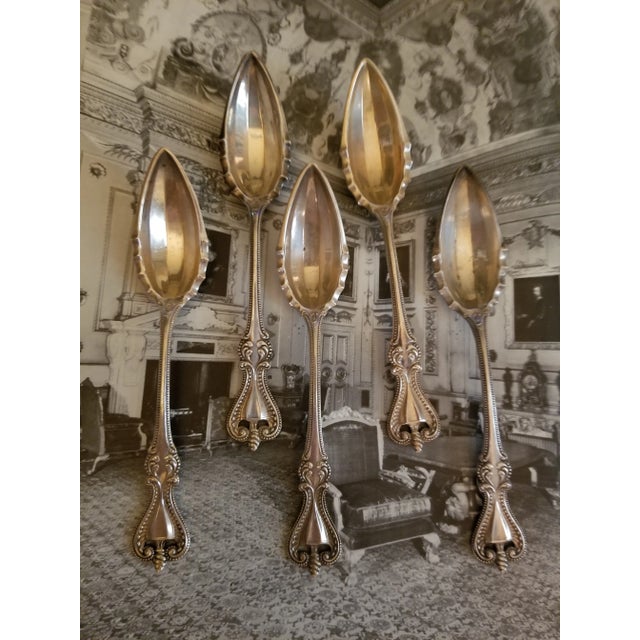 Metal Five Antique Old Colonial Sterling Citrus Spoons For Sale - Image 7 of 11