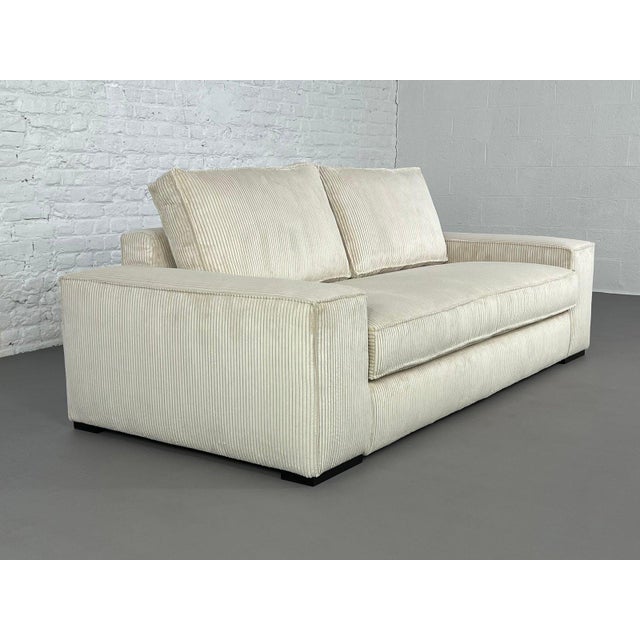 Two-Seater Sofa in Beige Velvet For Sale - Image 17 of 18