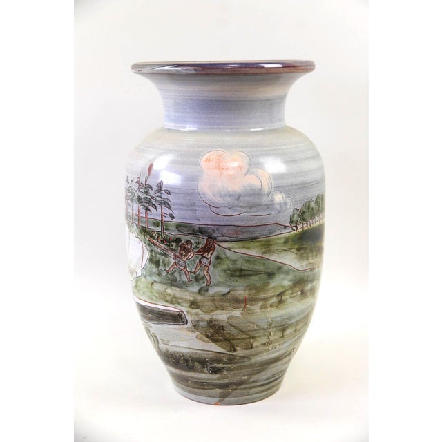 A spectacular large Danish decorative vase by the renowned ceramic artist Harald Folmer Gross, created for Knabstrup in...