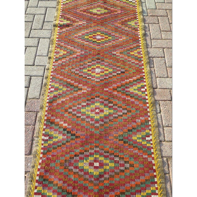 Vintage Embroidered Kilim Runner - 33"x93" For Sale - Image 4 of 13