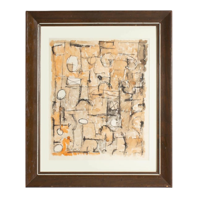 1961 Abstract Watercolor Painting by Harry Hilson For Sale