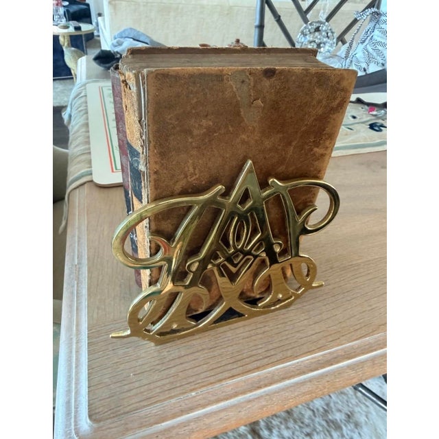 Queen Anne Colonial Williamsburg Queen Anne Cypher Brass Bookends - Pair For Sale - Image 3 of 7