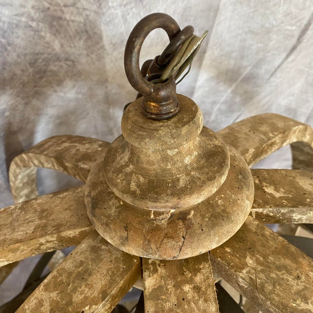 2010s Large Wood and Metal Orb Chandelier For Sale - Image 5 of 13