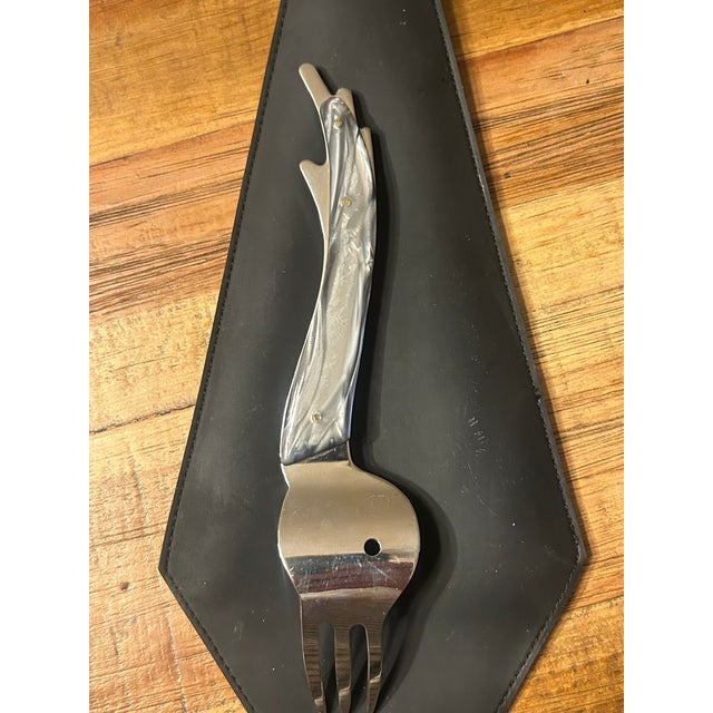 Metal Vintage 1980s Jean-Marie Patois "Esotismo" Flatware Set - Service for 4 With Original Signed Pouches - 12 pcs For Sale - Image 7 of 11
