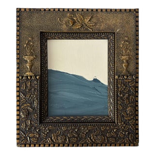 "Waves” Abstract Art in Vintage Ornate Frame, Seascape Painting Transitional Wall Art by JTS For Sale