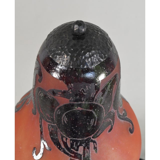 Burnt Orange French Art Deco Lamp by Schneider Le Verre Francais - 1925 Cameo Glass France For Sale - Image 8 of 9