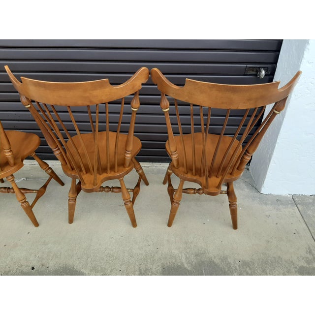 1950s Vintage Spindle Fan Back Windsor Side Chairs Set of 4 Ethan