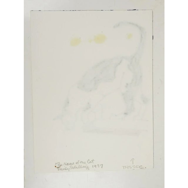 1987 Pen and Ink Drawing of Black and White Cat For Sale - Image 4 of 5