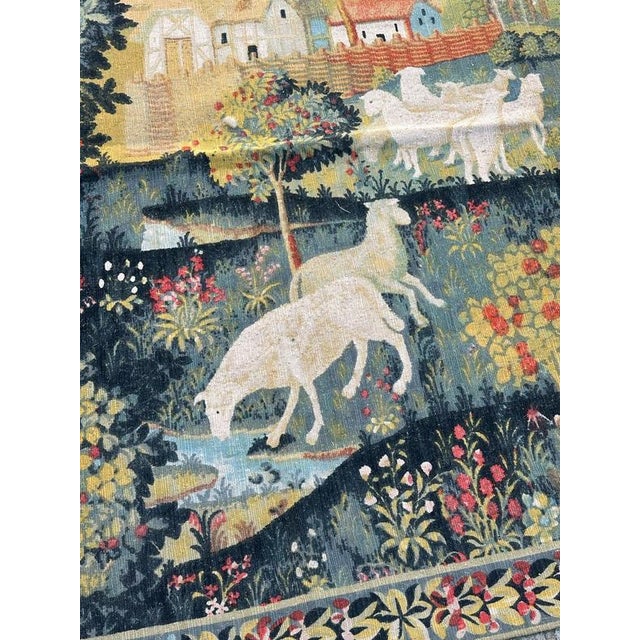 1960s Vintage French Aubusson Style Hand Printed Tapestry, 1960s For Sale - Image 5 of 18