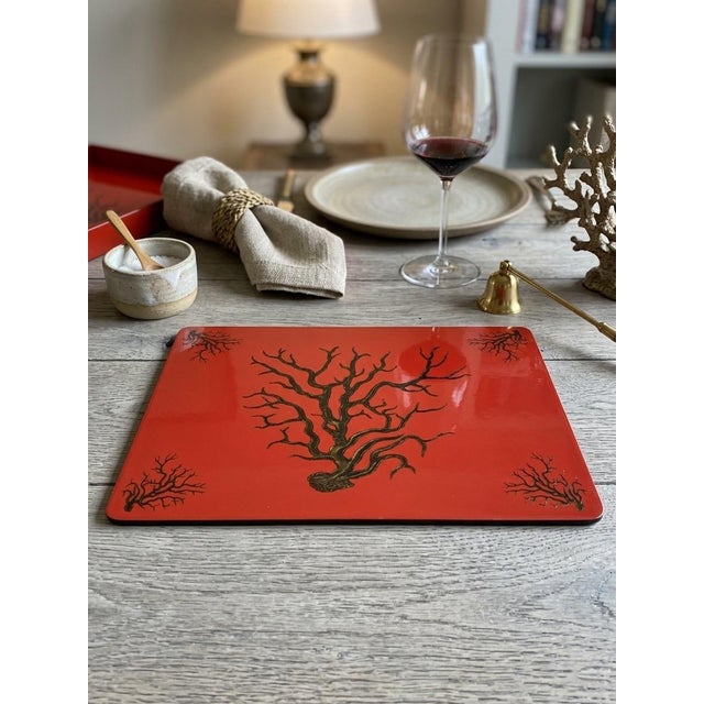 Wood Vintage Italian Hardboard Placemat With Naturalistic Coral Motif For Sale - Image 7 of 9