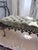 Textile Vintage Hollywood Regency Tufted Velvet Bench With Ornate Metal Base For Sale - Image 7 of 12