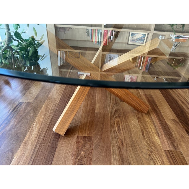 Aikidi Dinning Table 67 Inch Clear Glass and Canaletto Walnut Finish Leg For Sale - Image 10 of 10