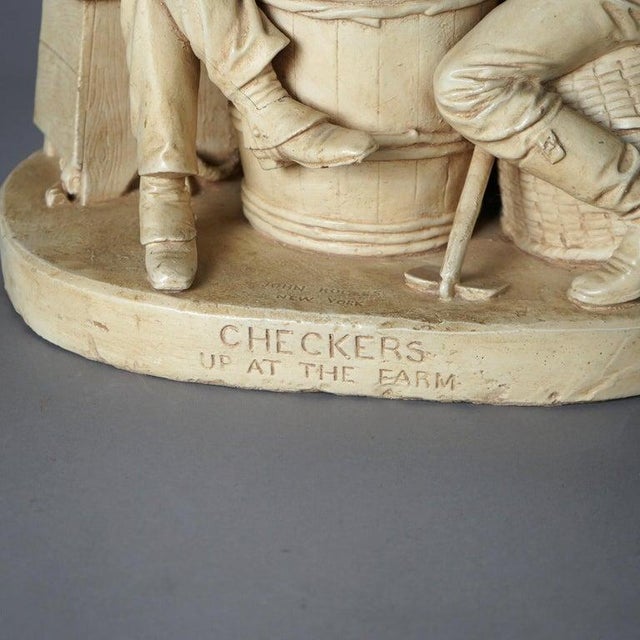 Antique John Rogers Sculptural Group "Checkers", 19th Century For Sale - Image 9 of 15