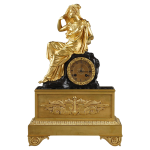 Restoration Period Gilt Bronze Clock with a Young Woman