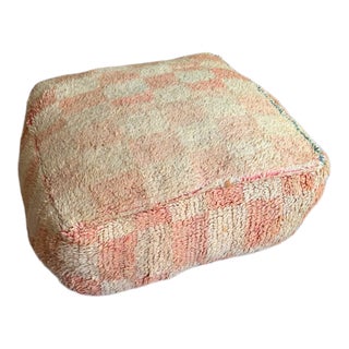 Moroccan Pink and Crean Checkered Ottoman For Sale