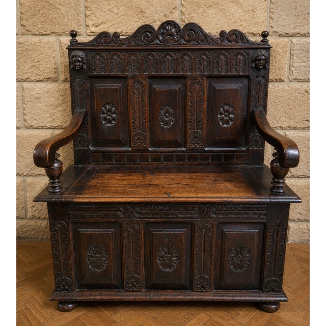 19th Century Renaissance Carved Wooden Storage Bench For Sale - Image 11 of 11