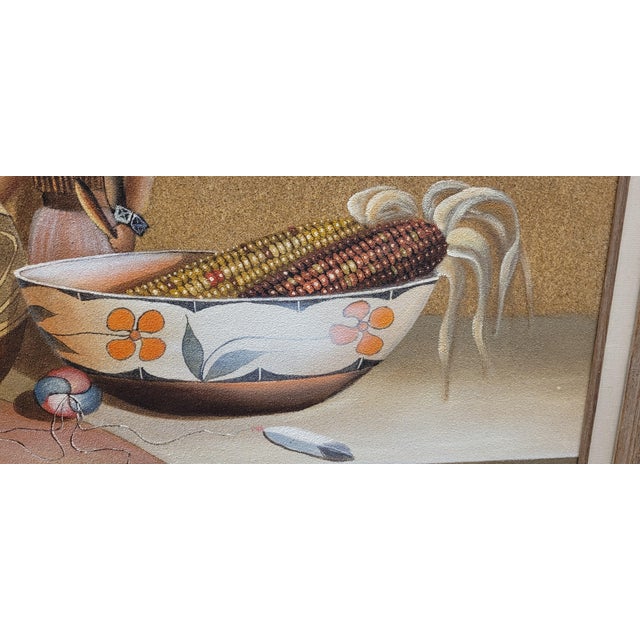 1970s Fine Southwest Native American Large Sand Painting For Sale - Image 11 of 14