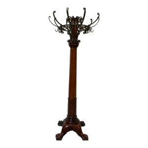 Antique Mahogany Carved Wooden Claw Footed Coat Rack From Mission Inn in Riverside