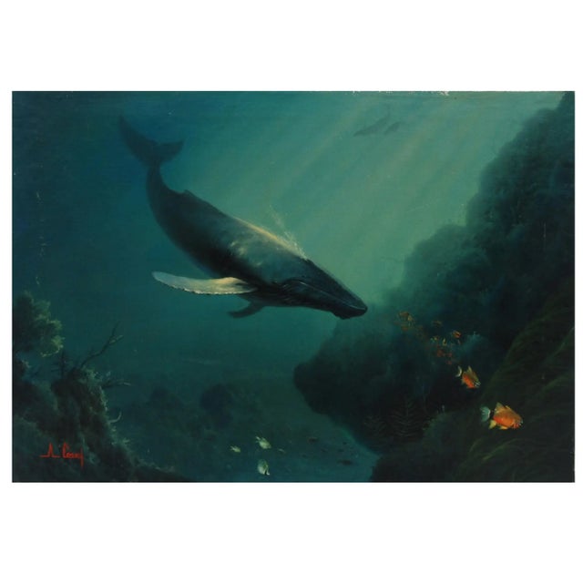 Sky Blue Anthony Casay Signed Marine Life Painting 18" X 24" For Sale - Image 8 of 8