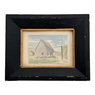 Original Miniature Framed Painting of Rural Scene For Sale