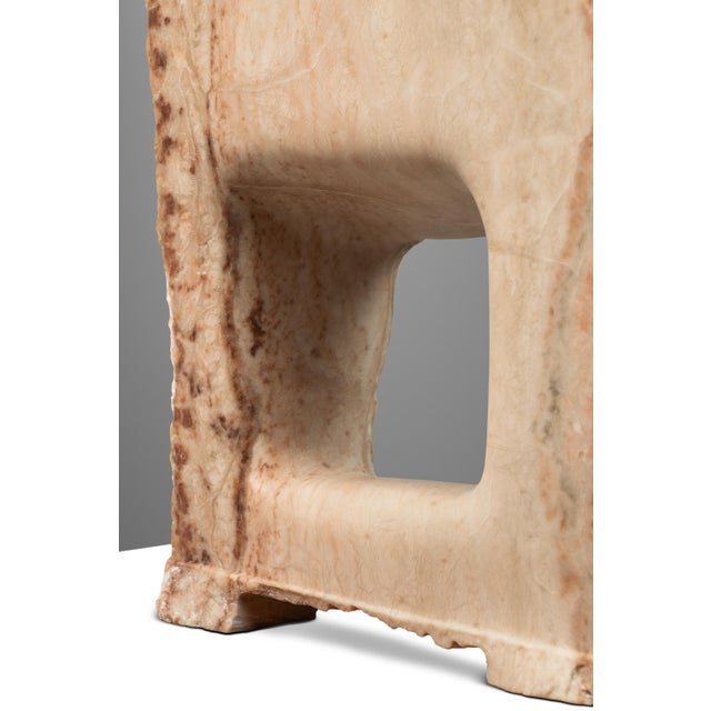 One of One Abstract Organic Modern "Window" Sculpture Carved in Solid Pink Alabaster Attributed to Mark Leblanc for Leblanc Studios, Usa, C. 2020s For Sale - Image 11 of 12