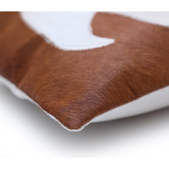 2020s Luxury Genuine Cowhide Polar Bear Throw Pillow 16x24 | Handmade Hair-on-Hide Leather Designer Lumbar Cushion For Sale - Image 5 of 10