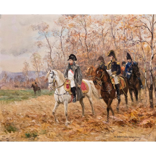 Raymond Desvarreux-Larpenteur -Napoleon on Horseback Accompanied by His Officers-Oil Painting For Sale - Image 4 of 11