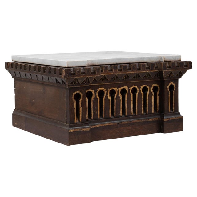 20th Century French Wooden Pedestal With Marble Top For Sale - Image 10 of 18