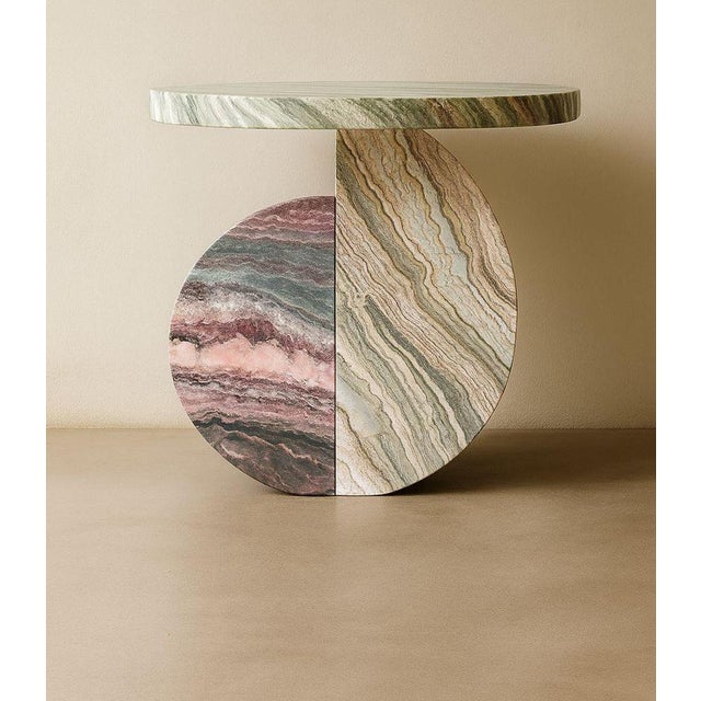 Moon Side Table in Marble & Onyx by Marsica Fossati Dimensions: Ø 55 x H 55 cm. Materials: Marble & onyx. Handcrafted in...