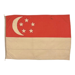 Vintage Distressed Wool Flag of Singapore
