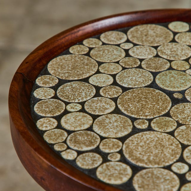 Mid-Century Modern Gordon & Jane Martz Speckle Glazed Mosaic Tile Drink Table For Sale - Image 3 of 14