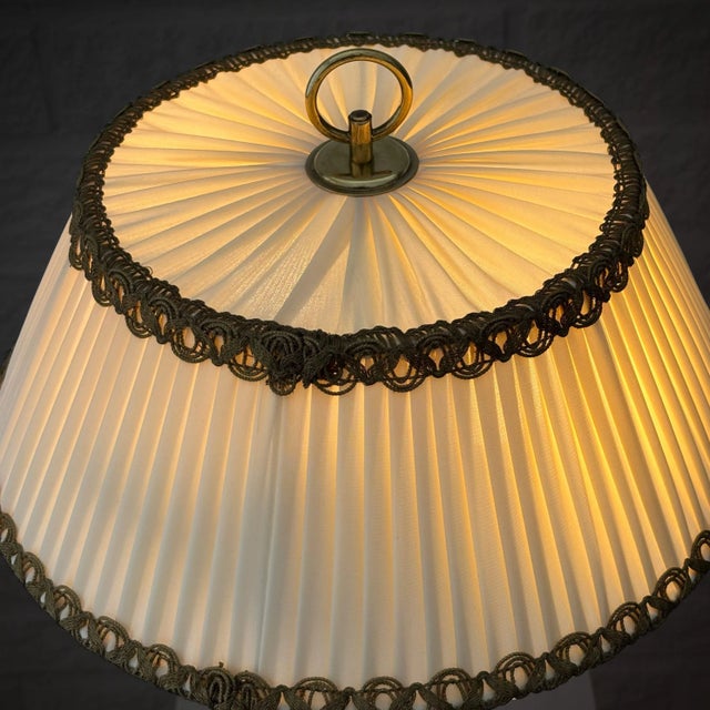 Metal Brass and Textile Table Lamp by Bertil Brisborg for Nordiska Kompaniet, Sweden, 1940s For Sale - Image 7 of 16