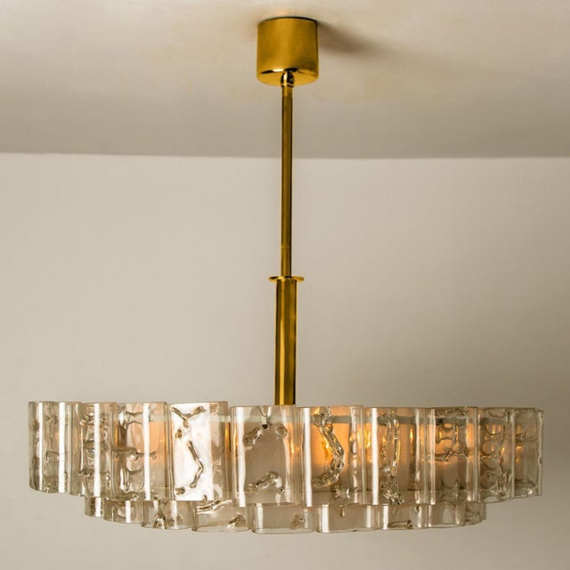 Large Glass and Brass Pendant Light by Doria Leuchten, 1970s For Sale - Image 10 of 18