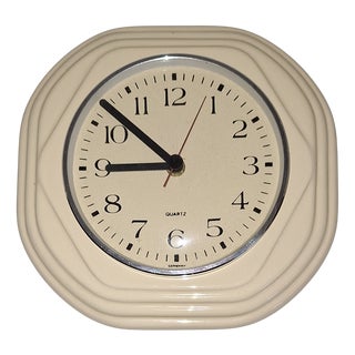 Vintage German Wall Clock in Cream-White Ceramic by Junghans, 1970s For Sale