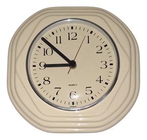 Vintage German Wall Clock in Cream-White Ceramic by Junghans, 1970s
