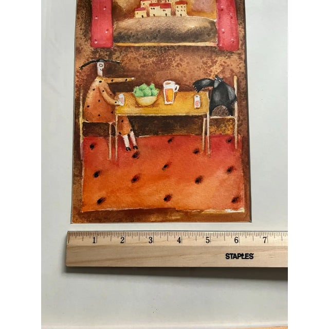 1980s Original Watercolor Painting by Famous Mexican Artist Juan Ezcurdia For Sale In Los Angeles - Image 6 of 7