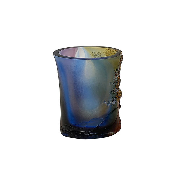 Glass Crystal Glass Horse Theme Oval Brush Pot Vase Shape Mix Color Art Figure For Sale - Image 7 of 12