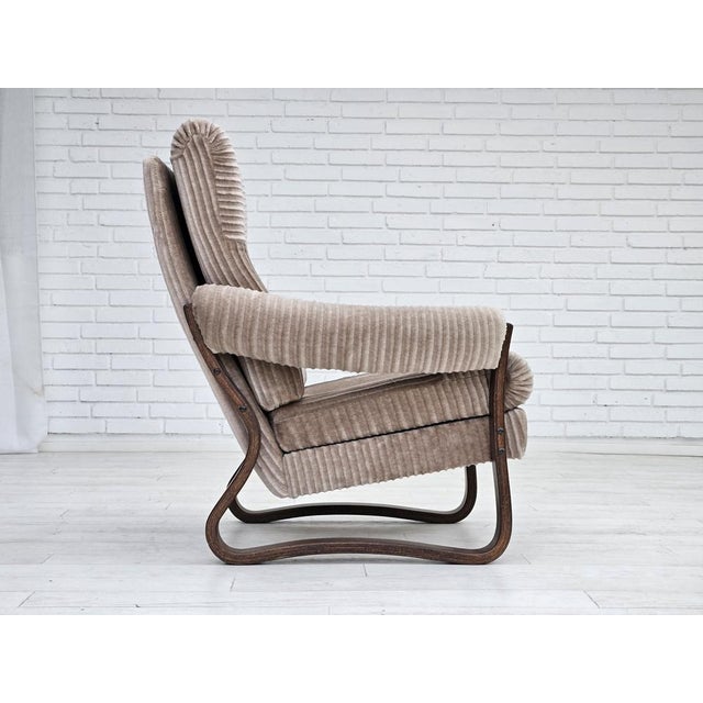 Danish Lounge Chair in Corduroy, 1970s For Sale - Image 15 of 18