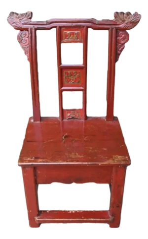 19th Century Antique Chinese Red Lacquered Child's Chair