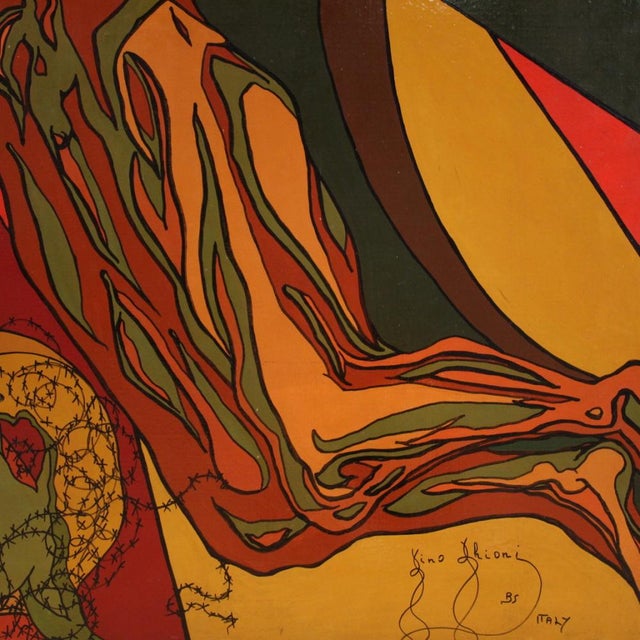 Italian Artist, Surrealist Crucifixion, 1980, Mixed Media on Canvas For Sale - Image 3 of 16