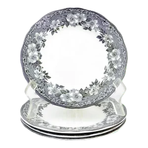 Black & White Enoch Wedgwood Transferware Plates, Set of 4
