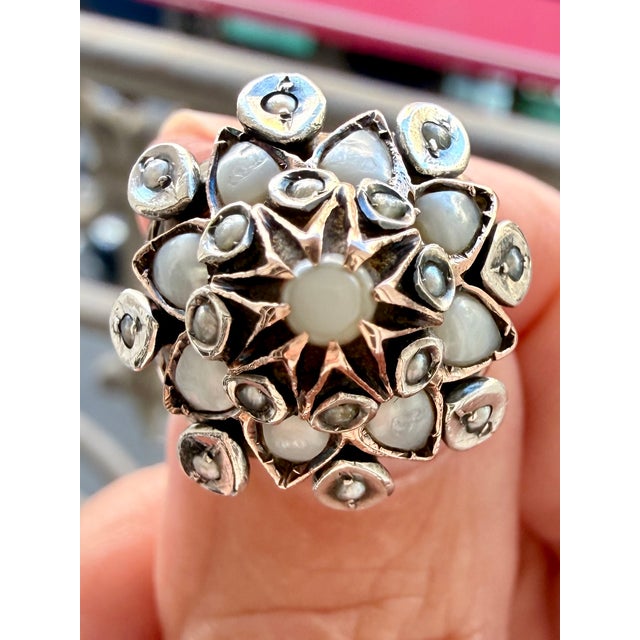 19th-Century Gold, Silver, Mother-of-Pearl and Seed Pearl Dome Ring, Size 5.25 For Sale In New York - Image 6 of 13