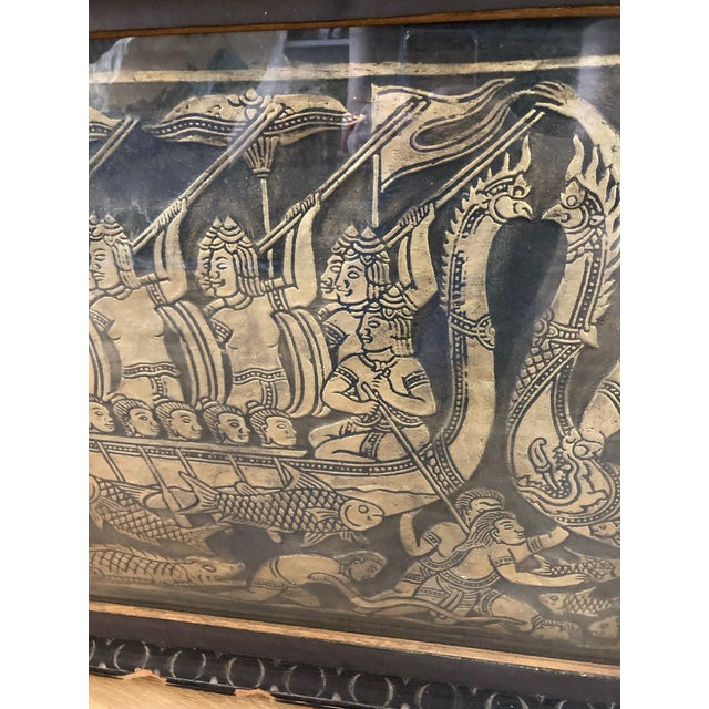 Mid 20th Century Vintage Handcrafted Leather Dragon Boat Wall Hanging For Sale - Image 5 of 12