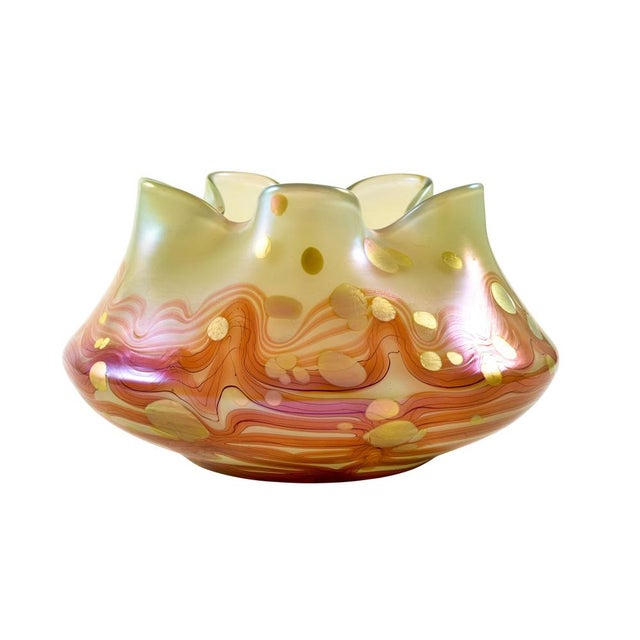 Austrian Art Noveau Red and Gold Floral Glass Bowl from Johann Loetz Witwe, 1902 For Sale - Image 3 of 10